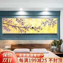 Happy flowers and birds oil painting simple modern Nordic bedroom decoration painting guest restaurant background wall impression animal hanging wall