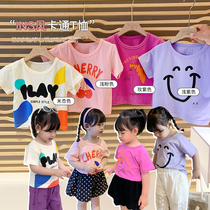 Girl Cartoon Printed Short Sleeve 2021 Summer New Loose Casual Ocean Gas and Female Baby Blouse