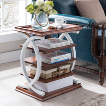 Newspaper rack Magazine rack Chinese bedside table Sofa side corner side cabinet Modern simple floor-to-ceiling solid wood telephone