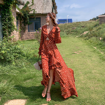 Sanya brigade beach skirt Bohemian long skirt seaside beach beach skirt slim slim dress woman