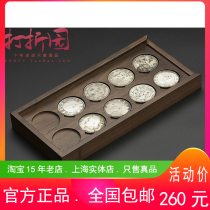 Old Money House. Black walnut 10 pieces set .40mm big head dragon foreign naked coin silver dollar high-end gift box coin collection box