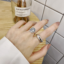 Xinzi same whole body 925 sterling silver two-piece ring personality portrait round ring brand Ring Ring