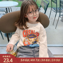 Little pudding baby baby childrens clothing 2021 new children spring and autumn baby cotton cartoon T-shirt girls foreign style coat