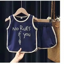Childrens vest suit 2021 new boy Summer Trend thinner with cotton baby sleeveless shorts Two sets