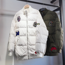 Winter new sweet fashion patch exquisite white duck down down jacket female outdoor sports warm letter jacket