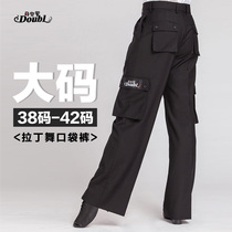 Dambao Roo Big Code Mens Pocket Pants Latin Dance Pants For Ballroom Dancing Clothing National Standard Dance Adult Morden Dance Pants