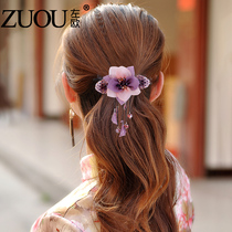 Antique hairclip head juan sha flower headdress elegance spring clip word clip hair artifact card clip