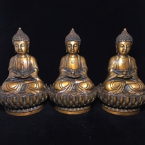 Queen-size copper san bao fo buddhas of three periods yao shi fo Sakyamuni Buddha Amitabha Buddha like ornaments