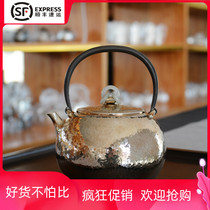 Sterling silver 999 cooking teapot handmade jade kettle home kung fu tea set silver kettle