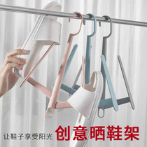 Small creative multifunctional balcony shoe rack adhesive hook drying shoes drying artifact dormitory window windproof verway Net Red