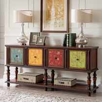 Eurostyle dining side cabinet American Xuanguan Table table Chinese side cabinet edge Terra-end view desk Long table retro solid wood TV cabinet