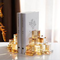 Nordic simple modern K9 crystal checkered shape book holder Light luxury creative book stand book stand Home decoration ornaments