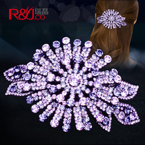 Women hairclip female Korean back of the head rhinestone simple spring clip mother hair card headwear crystal top clip hair