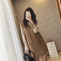 Hong Kong Chaochio Wonder Woman in the middle of a long dress 2021 Autumn new womens Korean version of the Korean version of the Little Fairy A-word Nepotism