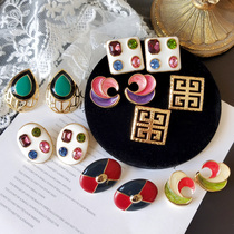 vintage overseas custom-made antiques modern replica Joker elegant Enamel pearl anti-allergic ear clip earrings