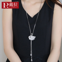 Swan tassel sweater chain high and long summer necklace female 2021 new wild simple atmospheric accessories file