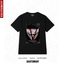 New T-shirt male V character vendetta short sleeve T-shirt V freaks pure cotton male and female Han version of film and TV Perimeter Class Customized