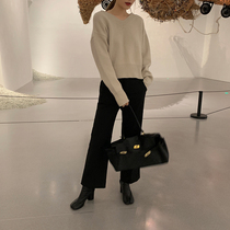 MSBEAST autumn and winter B into Joker shoes and boots high waist hot seam micro-La wool nine-point trousers boots thin