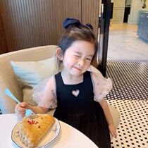 Girls bubble sleeve dress 2021 summer new short sleeve mesh female baby fashion foreign style tide summer dress