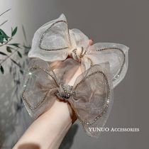 Korean Temperament Butterfly Knot Head Rope Leather Fascia Women Zou Balls Hair Rope Mesh Yarn Hair Ring Large Intestine Circle Elegant Hair Accessories