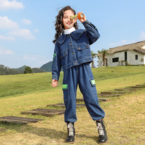 Girl Denim Suit Autumn Clothing 2021 New CUHK Childrens Children Ocean Gas Spring Autumn And Autumn girls trendy two sets