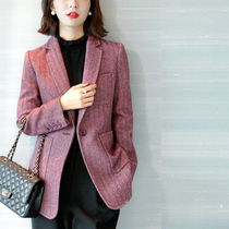 JOLIMENT herringbone hairy suit women 2020 autumn and winter New English style one button small suit coat
