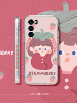 Applicable Huawei p50pro mobile phone shell oil painting strawberry p40pro cute creative p50 full package lens cartoon woman