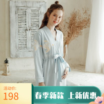 Hong Kong trendy brand ins kimono Japanese-style night dress female autumn pure cotton bird long-sleeved home fresh and cute cotton pajamas