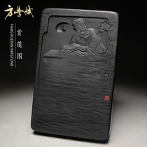 Reward Lotus map Fang Xuebin made inkstone Anhui She inkstone study four treasure inkstone natural Ali auction