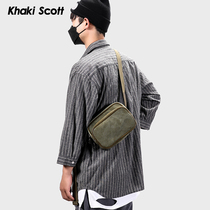 khaki scott 2022 new canvas slope bag small retro tide mens mobile phone bag bag shoulder bag