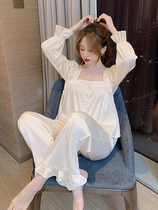 Angelina zl senior pajamas female spring and autumn ice filament temperament French long sleeve silk home suit suit