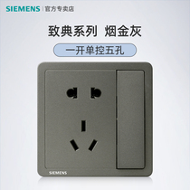 Siemens Switch Socket Panel Classic One Open Five Hole Socket with Switch Home Model 86 Single Open Dual Control Dark Pack