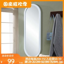 Wooden frame mirror full-body mirror Home dressing mirror American wall-mounted bedroom clothing store simple hanging fitting mirror dormitory