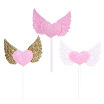 Pink Loving Cake Decoration Angel Wings Cake Inserts Birthday Wedding Dessert a single dress