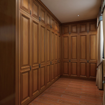 Pure solid wood wardrobe swing door modern simple American red oak wardrobe bedroom wardrobe custom European cabinet