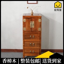 Chinese style solid wood bucket cabinet bedroom camphor wood corner cabinet modern living room storage with door storage