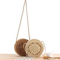 Two new round shoulder bag woven bag ins summer beach bag Mori straw bag