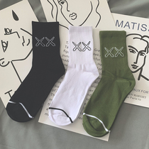 Men and women lovers hip-hop tide socks Spring ins personality mid-tube high waist stockings Summer thin tide brand socks