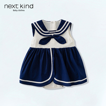 Spot Next kind female baby summer fart coat super cute navy wind full moon summer dress