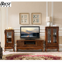 American all solid wood small apartment TV cabinet European film and television cabinet wine side cabinet combination bedroom country household floor cabinet