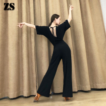 Latin dance Modern dance new one-piece practice loose wide legs high waist national standard dance womens trousers dance training suit K7