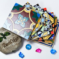 European stairs small tile waist line corner Flower tile background wall hand painted matte kitchen and bathroom antique small flower tiles 100