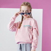 Ladybugs House Childrens Clothing 2022 New Girls Sports Sweater Hooded Print Loose Casual Western Style Childrens Pink