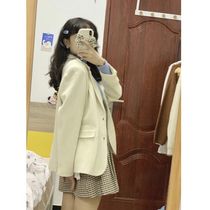 White suit coat lady Spring and Autumn coat 2023 new high - sense fashion casual little suit coat