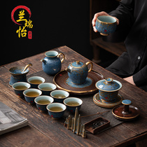 LAREEY Kung fu tea set high-end light luxury ceramic teapot tea cup tea toilet accessories