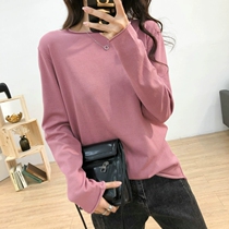 Casual Joker Loose Slim Low Collar Long Sleeve Knit 2021 Winter New Womens Top base shirt