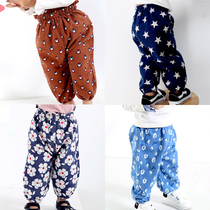 Baby Spring Autumn Season with pure cotton long pants baby Broken Flowers Light Cage Pants Children Clothing Mosquito pants Girls Harun pants