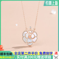Mountain Tea Flower Necklace Woman 925 pure silver 2022 New fashion light extravagant and senior sense lock bone chain to send girlfriend