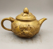 Antique brass auspicious rosy bat shape copper teapot kettle Fuyunili teapot crafts ornaments