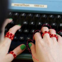 ins net red style homemade Korean small crowddesigner red black and white color handmade ylyl cute 100 lap ring